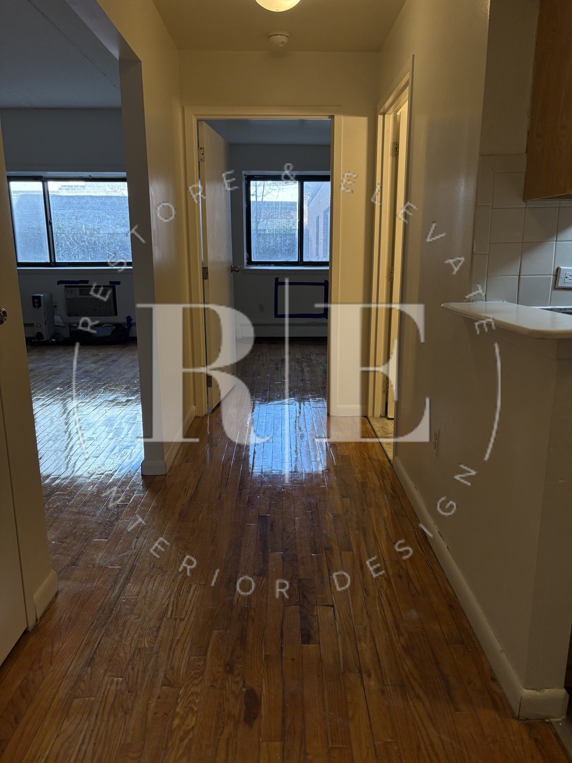 Completed hallway and apartment circulation